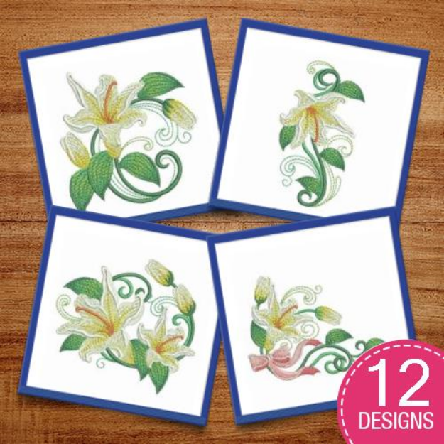 Picture of Heirloom Colorful Lily Embroidery Design Pack