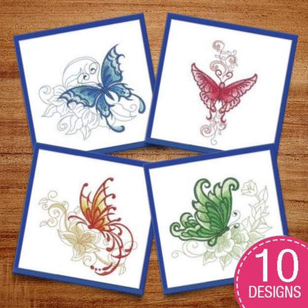 Picture of Sketched Butterflies Embroidery Design Pack
