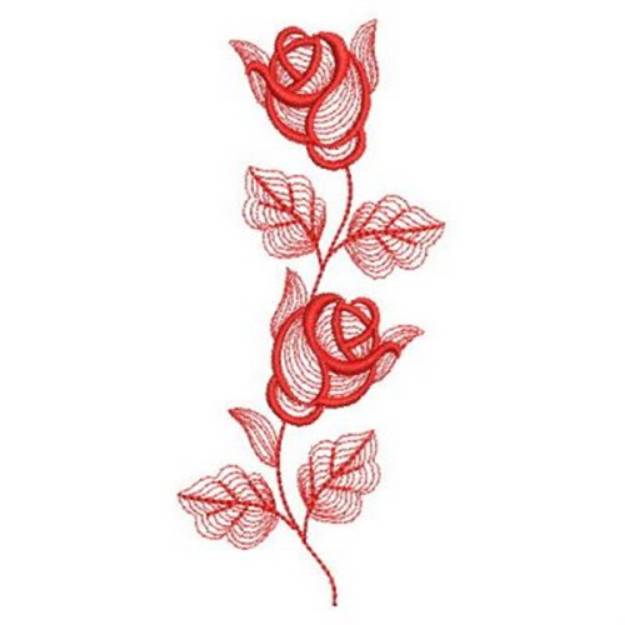 Picture of Redwork Rippled Roses Machine Embroidery Design