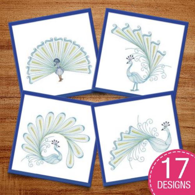 Picture of Rippled Peacocks Embroidery Design Pack