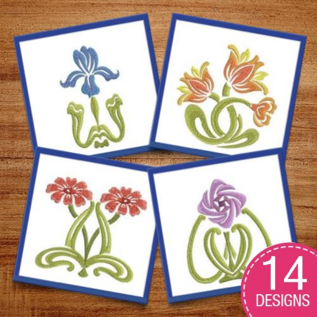 Picture of Art Nouveau Blooms Embroidery Design Pack