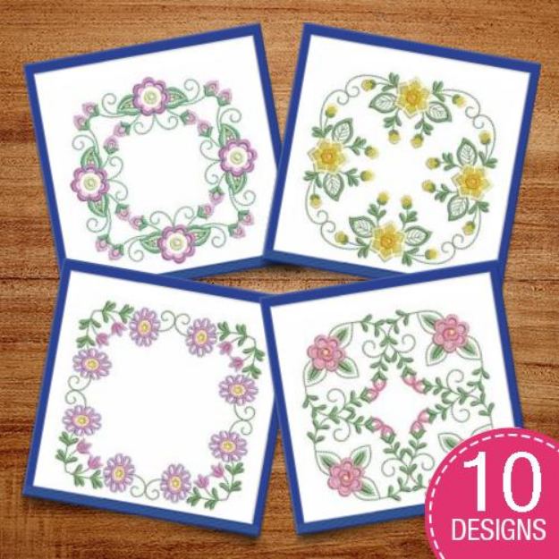 Picture of Colorful Flower Quilts Embroidery Design Pack