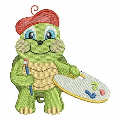 Little Turtle Artist Machine Embroidery Design