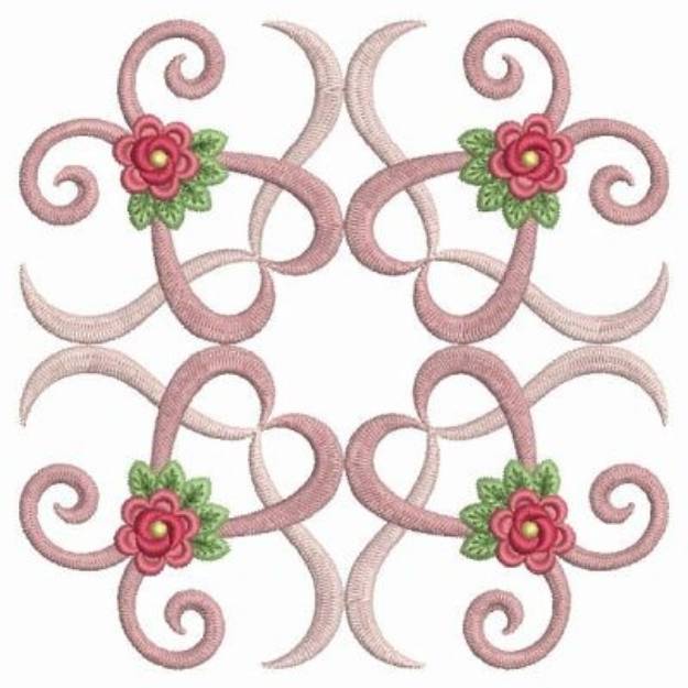 Picture of Pink Ribbon Rose Quilts Machine Embroidery Design