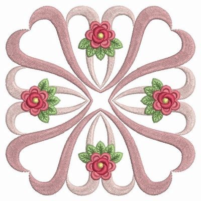 Pink Ribbon Rose Quilts Machine Embroidery Design