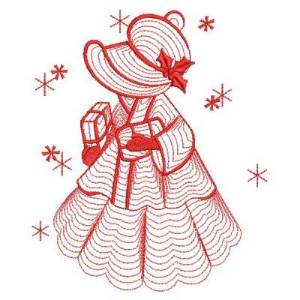 Picture of Redwork Rippled Sunbonnets Machine Embroidery Design