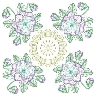 Rippled Pansy Quilts 1 Machine Embroidery Design