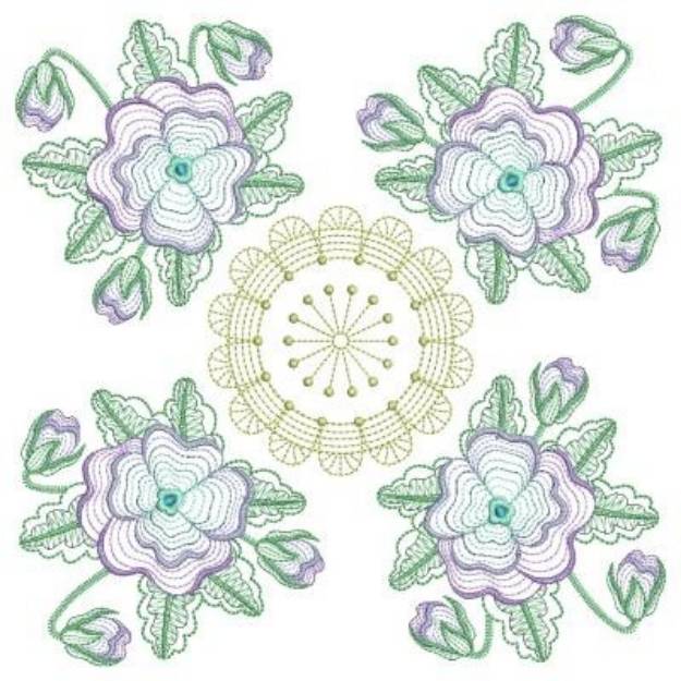 Picture of Rippled Pansy Quilts 1 Machine Embroidery Design