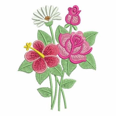 Colorful Assorted Flowers Machine Embroidery Design