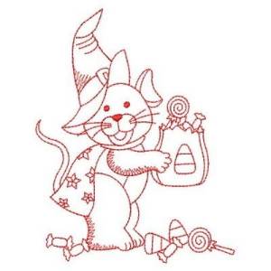 Picture of Redwork Halloween Animals Machine Embroidery Design
