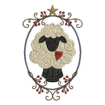 Country Sheeps Machine Embroidery Design