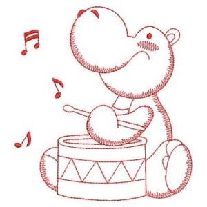 Picture of Redwork Musical Animals Machine Embroidery Design