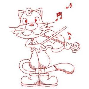 Picture of Redwork Musical Animals Machine Embroidery Design