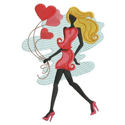 Silhouette Valentines Girls Machine Embroidery Design