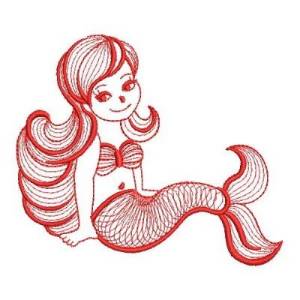 Picture of Redwork Little Mermaid Machine Embroidery Design