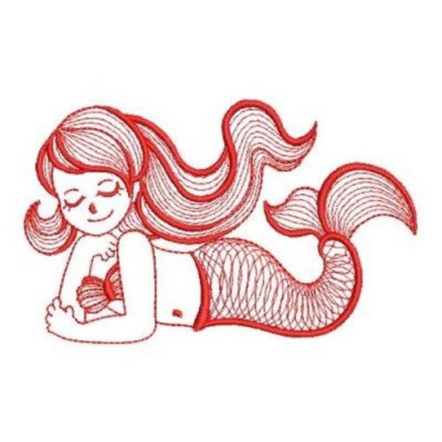 Picture of Redwork Little Mermaid Machine Embroidery Design