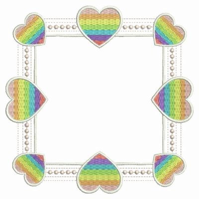 Rainbow Heart Frames Machine Embroidery Design
