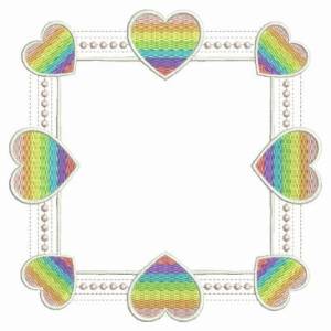 Picture of Rainbow Heart Frames Machine Embroidery Design