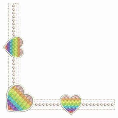 Heirloom Rainbow Heart Machine Embroidery Design