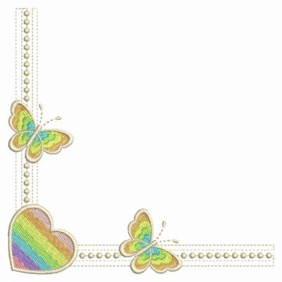 Heirloom Rainbow Heart Machine Embroidery Design