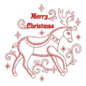 Picture of Redwork Season Greetings Machine Embroidery Design