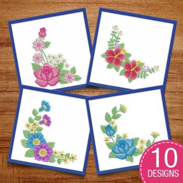 Picture of Colorful Assorted Flowers Embroidery Design Pack