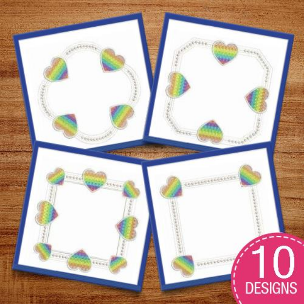 Picture of Rainbow Heart Frames Embroidery Design Pack