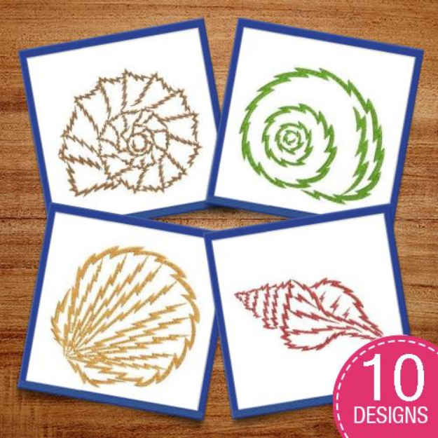 Picture of Seashell Silhouettes Embroidery Design Pack