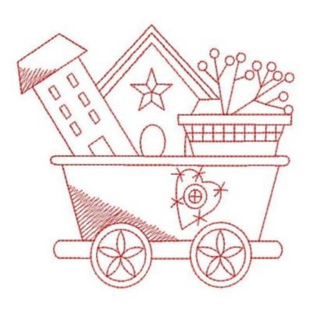 Picture of Redwork Country Train Machine Embroidery Design