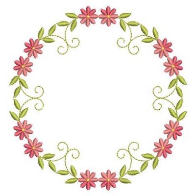 Heirloom Flower Wreath Machine Embroidery Design