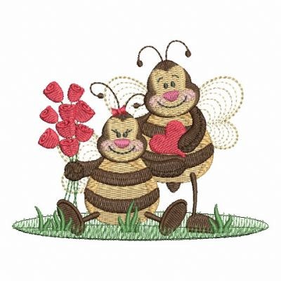 Valentine Bee Machine Embroidery Design