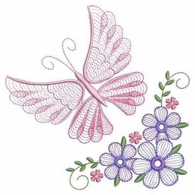 Rippled Elegant Flowers Machine Embroidery Design