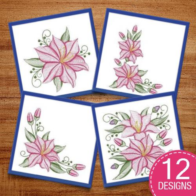 Picture of Rippled Lilies Embroidery Design Pack