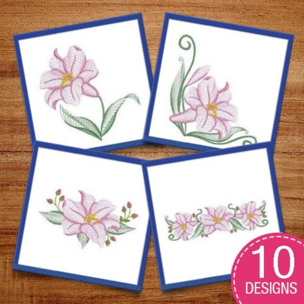 Picture of Rippled Lily Embroidery Design Pack