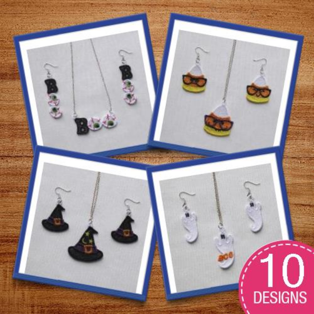 Picture of FSL Halloween Earrings And Pendant Embroidery Design Pack