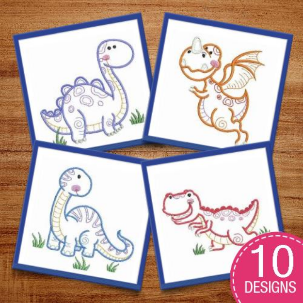 Picture of Vintage Baby Dinosaur Embroidery Design Pack