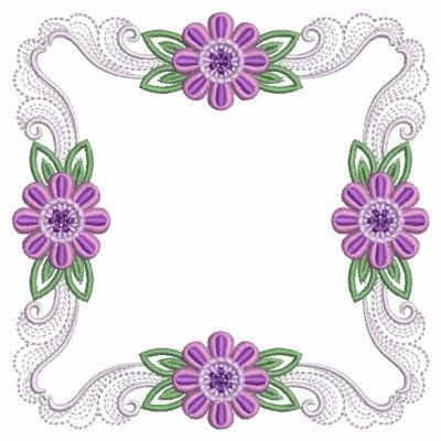 Purple Daisy Square Machine Embroidery Design