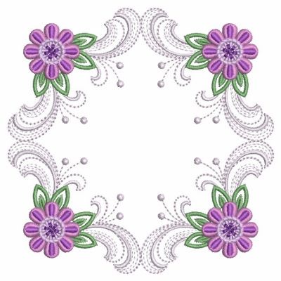 Purple Daisy Round Machine Embroidery Design