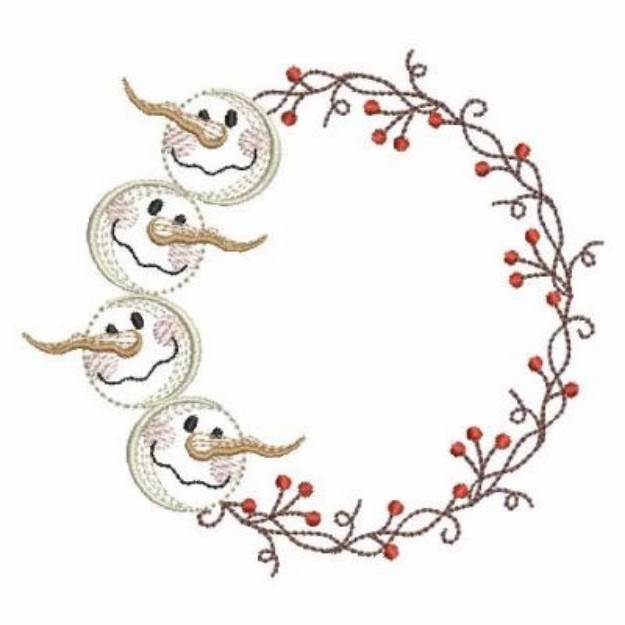 Picture of Snowman Wreath Machine Embroidery Design