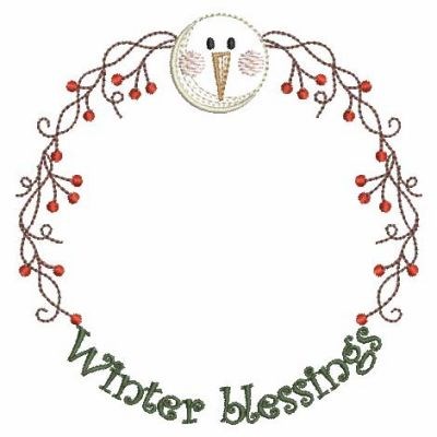 Winter Blessings Snowman Machine Embroidery Design