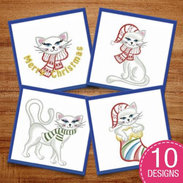 Picture of Christmas Cat Embroidery Design Pack