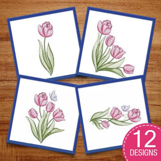 Picture of Rippled Tulips Embroidery Design Pack