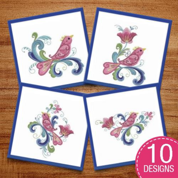 Picture of Rosemaling Bird Embroidery Design Pack