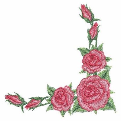 Red Roses Corner Machine Embroidery Design