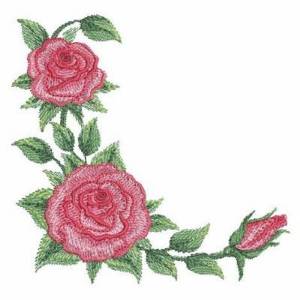 Picture of Corner Red Roses Machine Embroidery Design