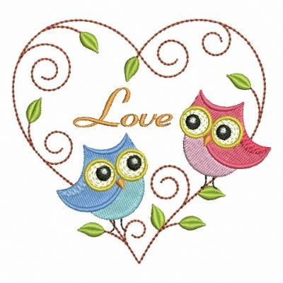 Love Owls Machine Embroidery Design