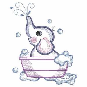 Picture of Elephant Bath Machine Embroidery Design