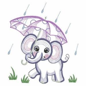 Picture of Rain Elephant Machine Embroidery Design