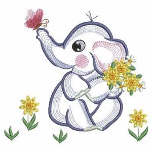 Picture of Elephant & Butterfly Machine Embroidery Design