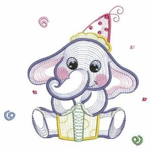Picture of Elephant Birthday Machine Embroidery Design
